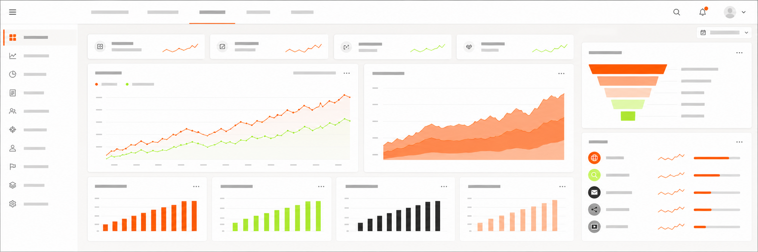 Tableau de bord des résultats digitaux : trafic, visibilité et acquisition réunis