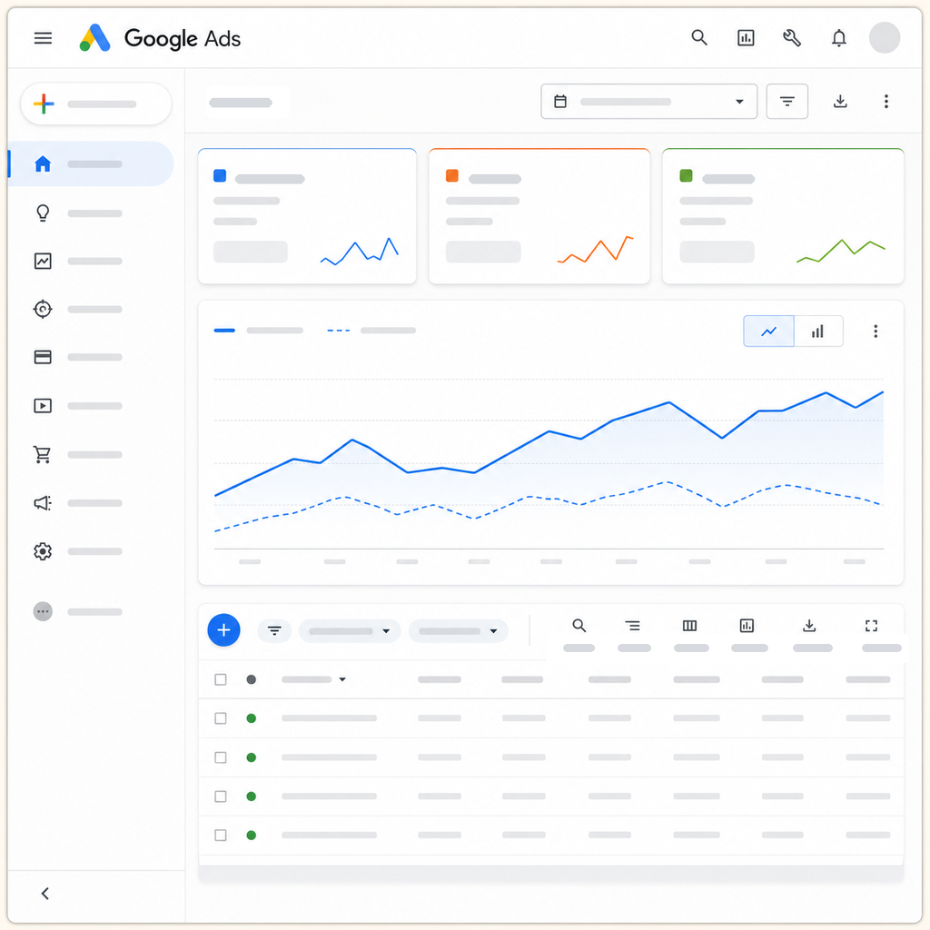 Tableau de bord Google Ads : suivi des conversions, du coût et des performances de campagne